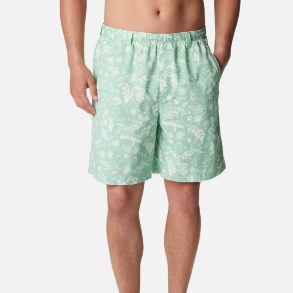 Columbia Men's PFG Swim Super Backcast Water Shorts Green White UPF 50  size XXL